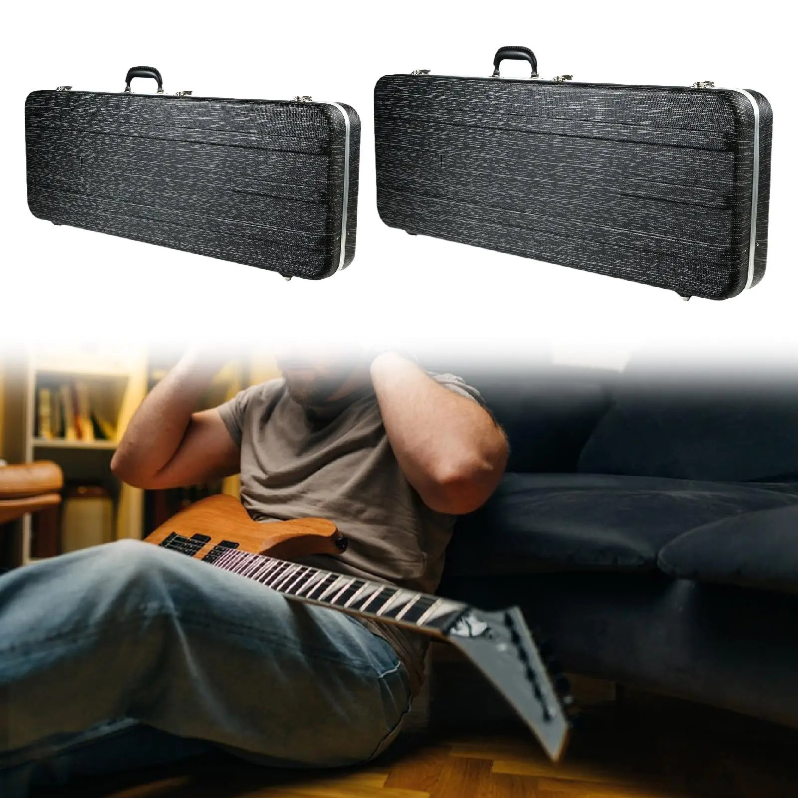 

Electric Bass Case Plush Interior Locking Latch Portable Dustproof Hardshell