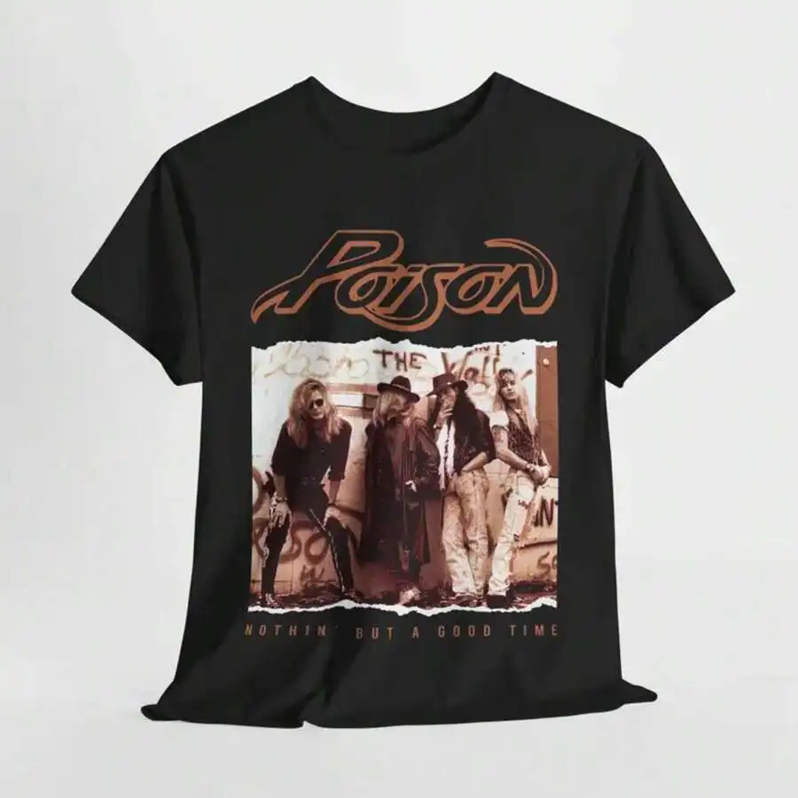 Funny Men's And Women's Round Neck T-Shirt Women's Fashion T-Shirt,Vintage Poison Band Tee, 90s Rock Concert Graphic