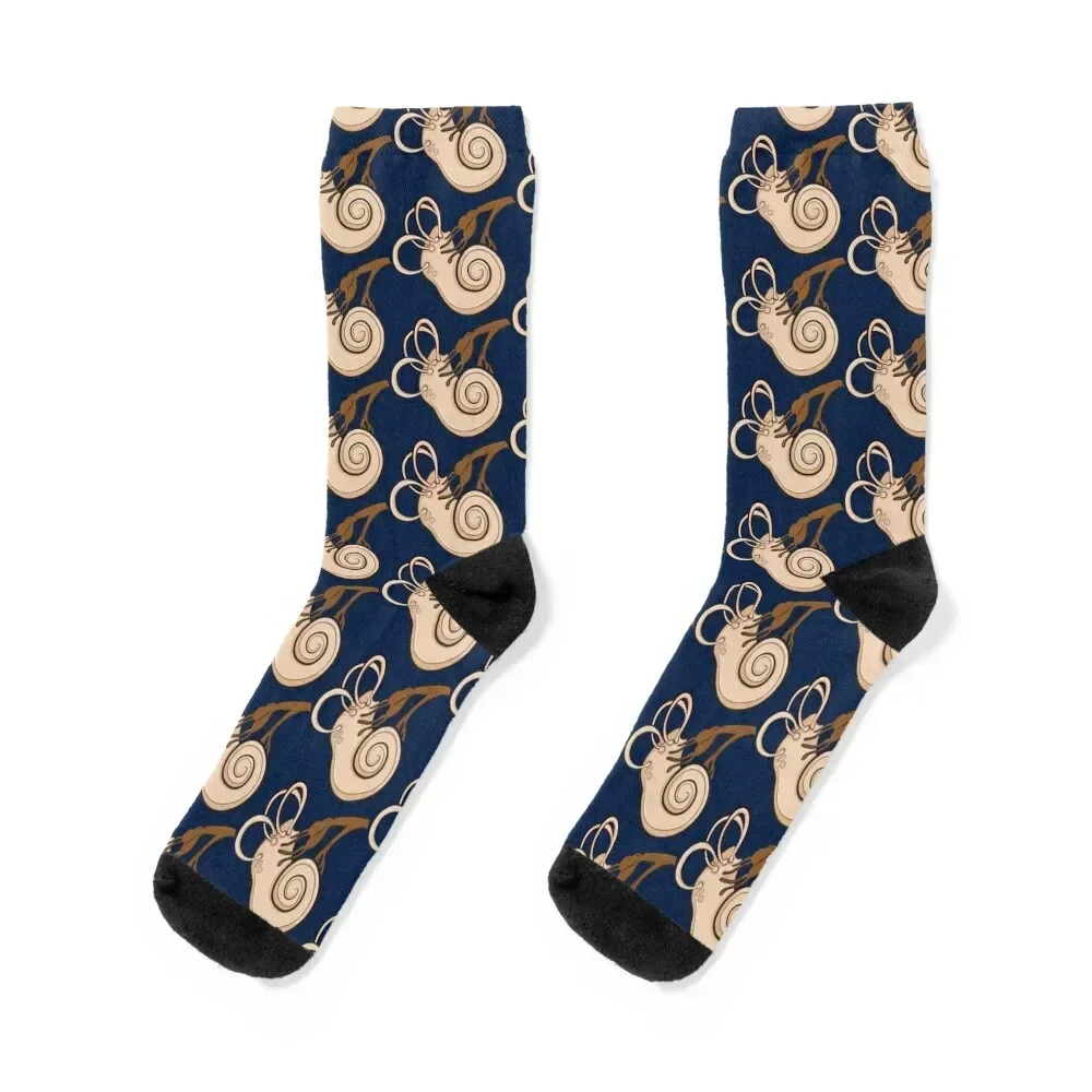 Inner Ear Cochlea illustration Neutral Socks crazy funny gift japanese fashion aesthetic Socks Men's Women's