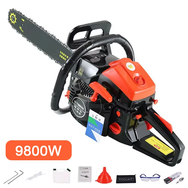 9800W High Power Chainsaw Professional Logging Saw 87CC 2-Stroke Petrol Gasoline Chain Saw Wood Cutter Tree Cutting Machine