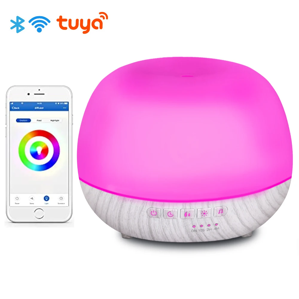 

Увлажнитель воздуха Tuya Wi-Fi, диффузор эфирного ароматического масла, ультразвуковой увлажнитель воздуха для умного дома, 500 мл, создатель тумана для Alexa Google
