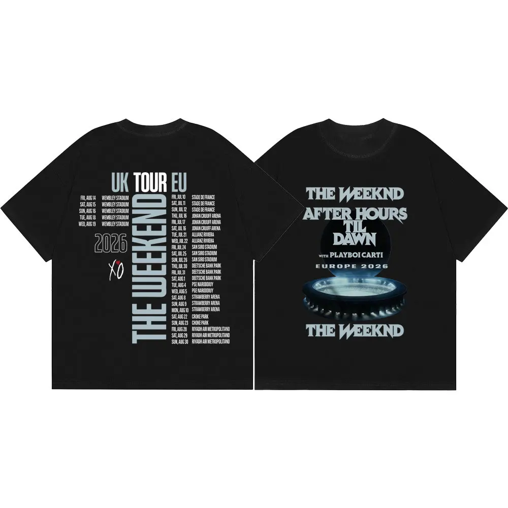 The Weeknd After Hours Til Dawn Tour 2026 Merch T Shirts Fashion Hip Hop Short Sleeve T-shirts Men Women Casual T-shirt