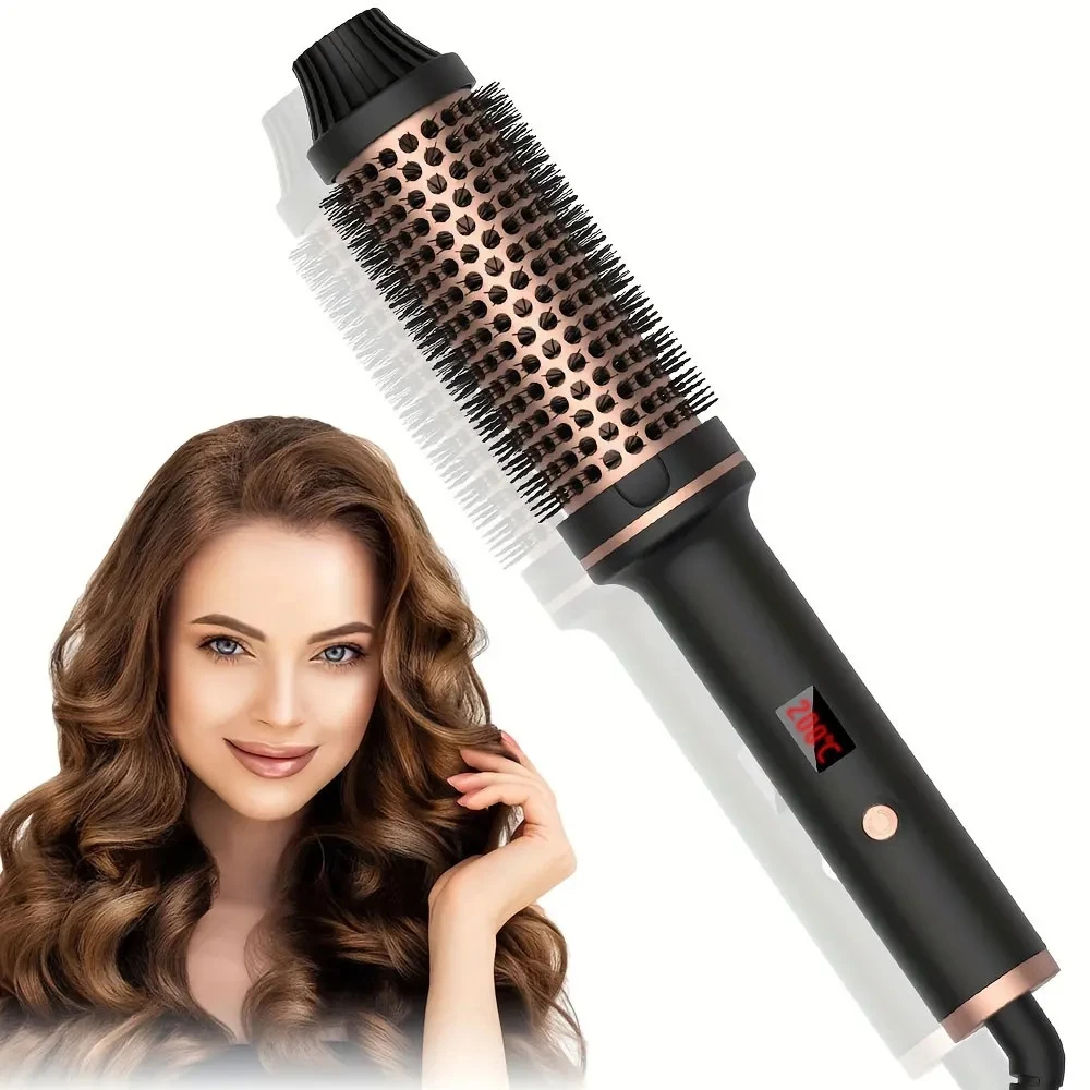 3 in 1 Electric Hair Brushes Curling Iron Brush Ceramic Ionic Hair Curler Hot Brush LCD Display Hair Straightener Fast Heating