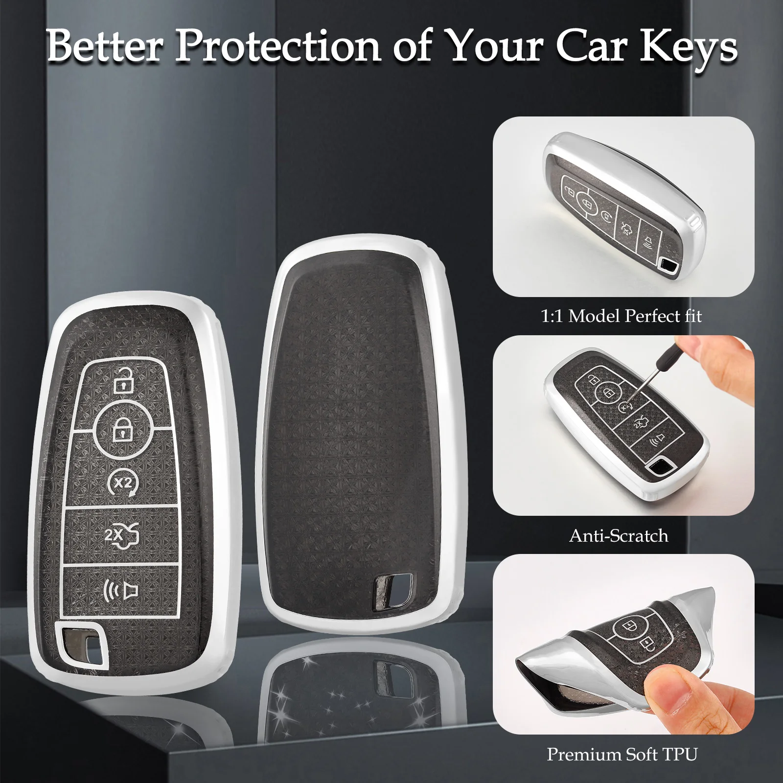 Shell For Ford Explorer Mustang Fusion Escape F150 F250 F350 F450 F550 Ford Raptor 5Buttons Silicone Leather Car Key Case Cover