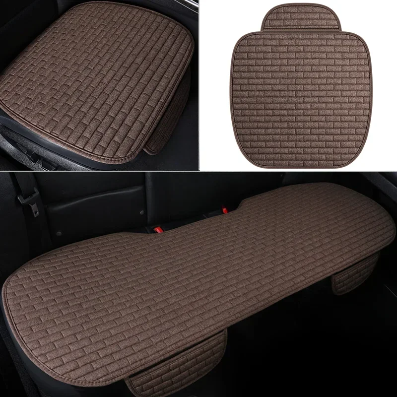 

3 шт. универсальный размер, дышащий нескользящий чехол для автомобильного сиденья, защитная подушка для переднего сиденья, льняная ткань, аксессуары для автомобильного интерьера