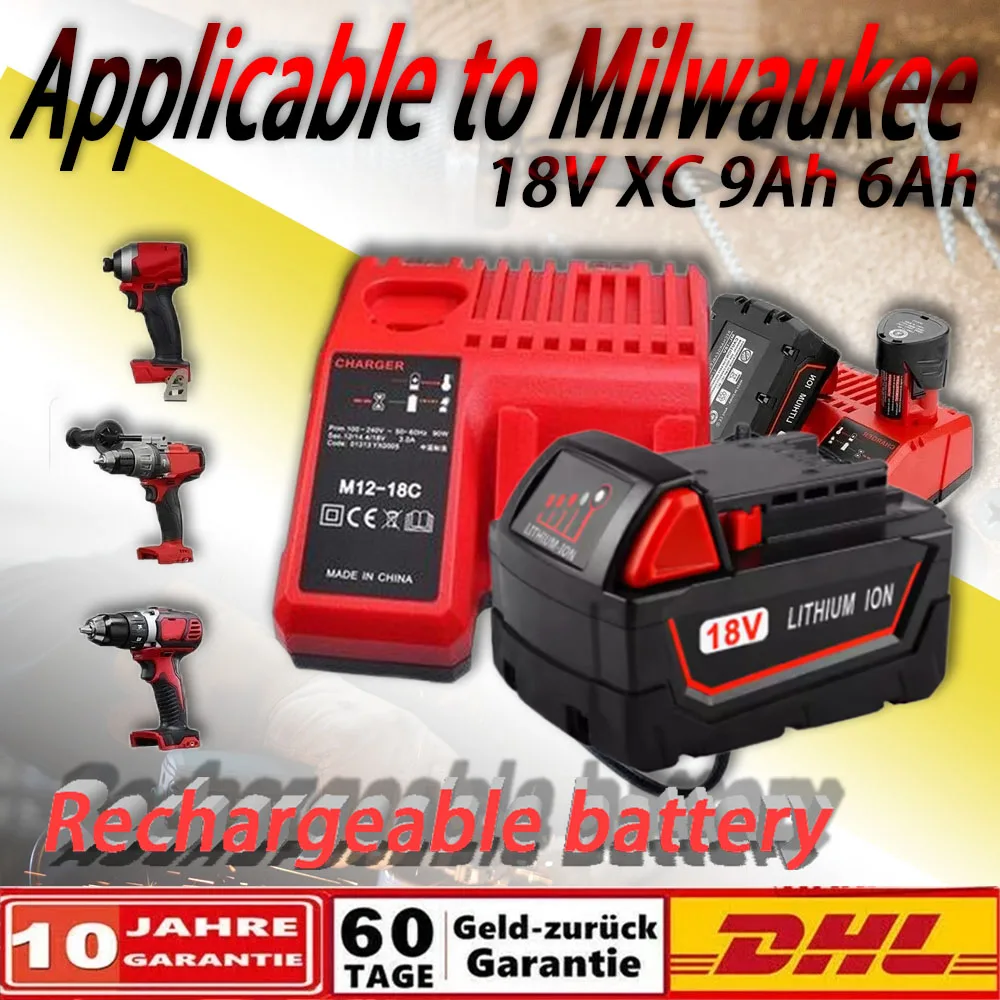 

18V, 12,0 Ah, Batterie au lithium aste, Remplacement pour Milwaukee M18, XC, 48, 11, 1860, 48, 11, 1850, 1840, 48, 11, 1820, 24