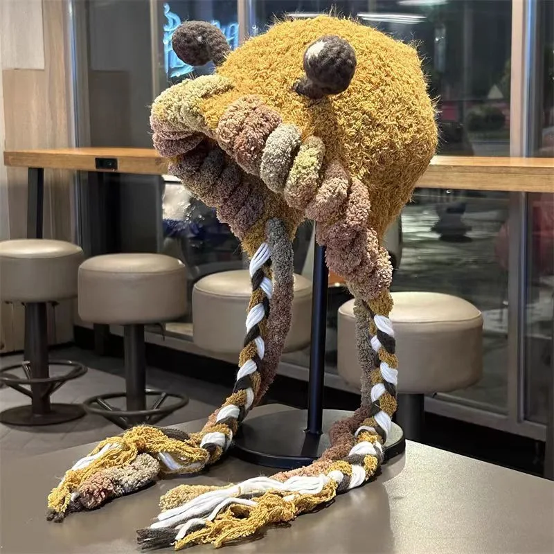 الخريف الشتاء لطيف مضحك الوحش القرن المرأة قبعة في الهواء الطلق الكبار الدافئة ليو فنغ قبعة المرأة سدادات حماية الأذن قبعة الكرتون الفتيات متعة قبعة