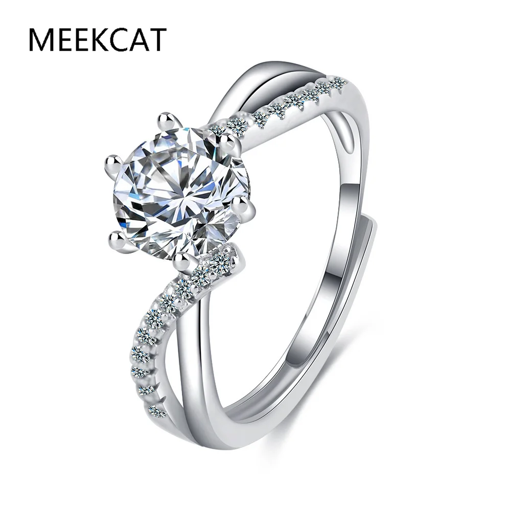Luxury 1CT Simulated Moissanite Diamond Gemstones Rings for Women Real 925 Sterling Silver Wedding Gorgeous Fine Jewelry