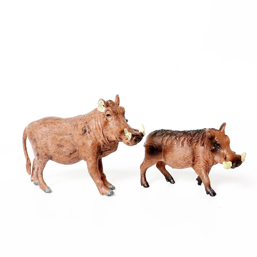 Realistic Plastic Jungle Forest Animals Wild Boar Figures Wildlife Warthog Figurines  Model Educational Toy Set for Kids