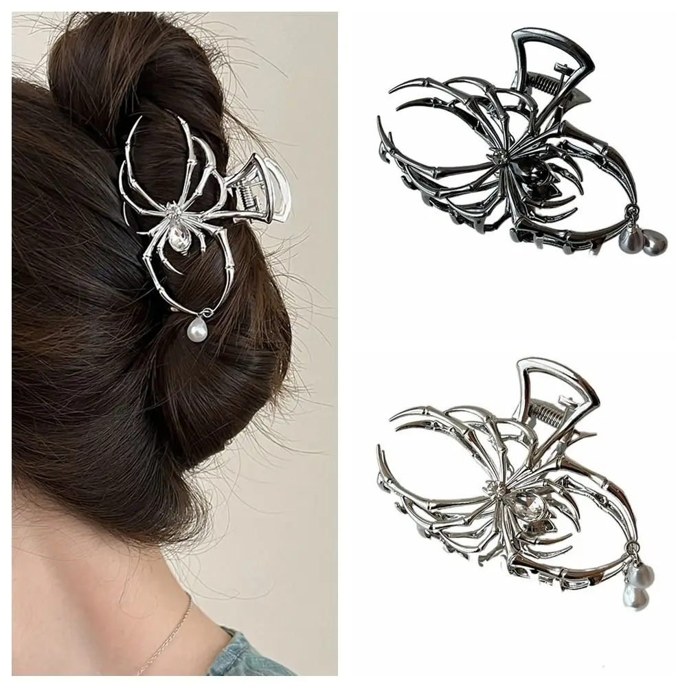 

Personality Hollow Spider Hair Claw Pearl Geometric Large Shark Clip Hair Accessories Korean Style Metal Hair Claw Party