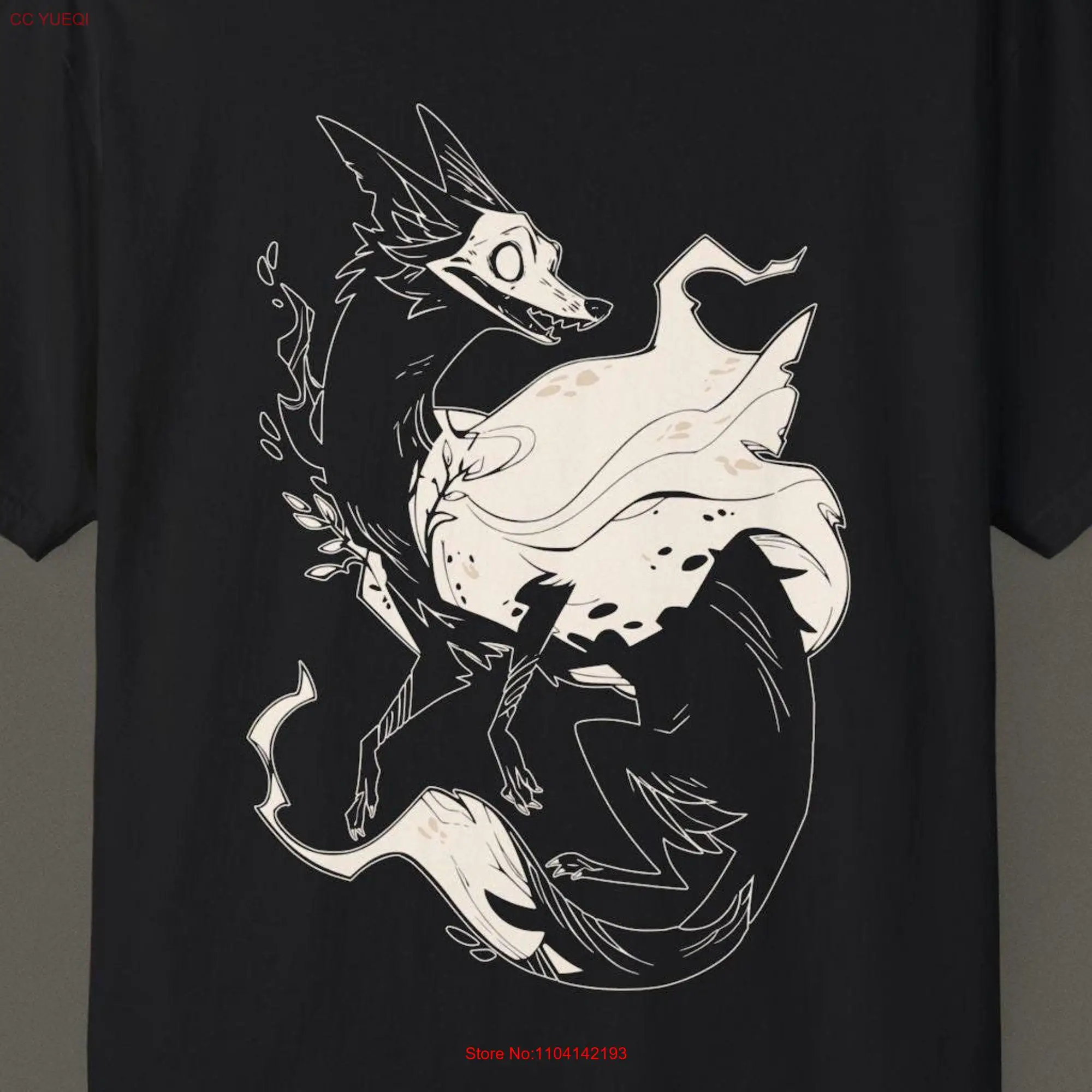 Spirit of the Fox Goth T Shirt Japan Style Ghost Design Comfort Colors 1717 Alt OcculT DTG  long or short sleeves