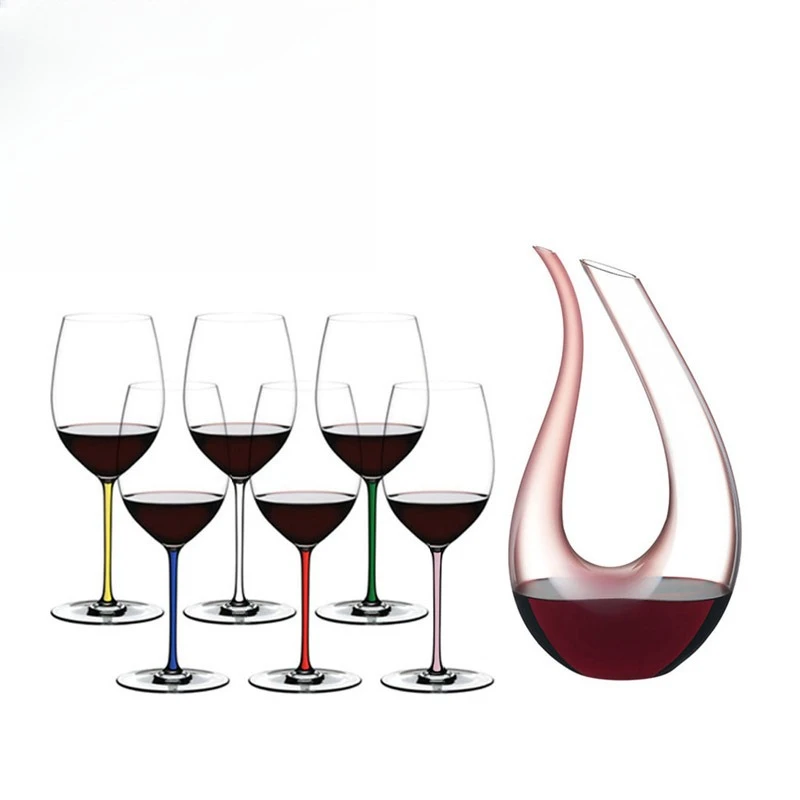 Deluxe Edition Decanter Bright Burgundy Bordeaux Wine Glass Set