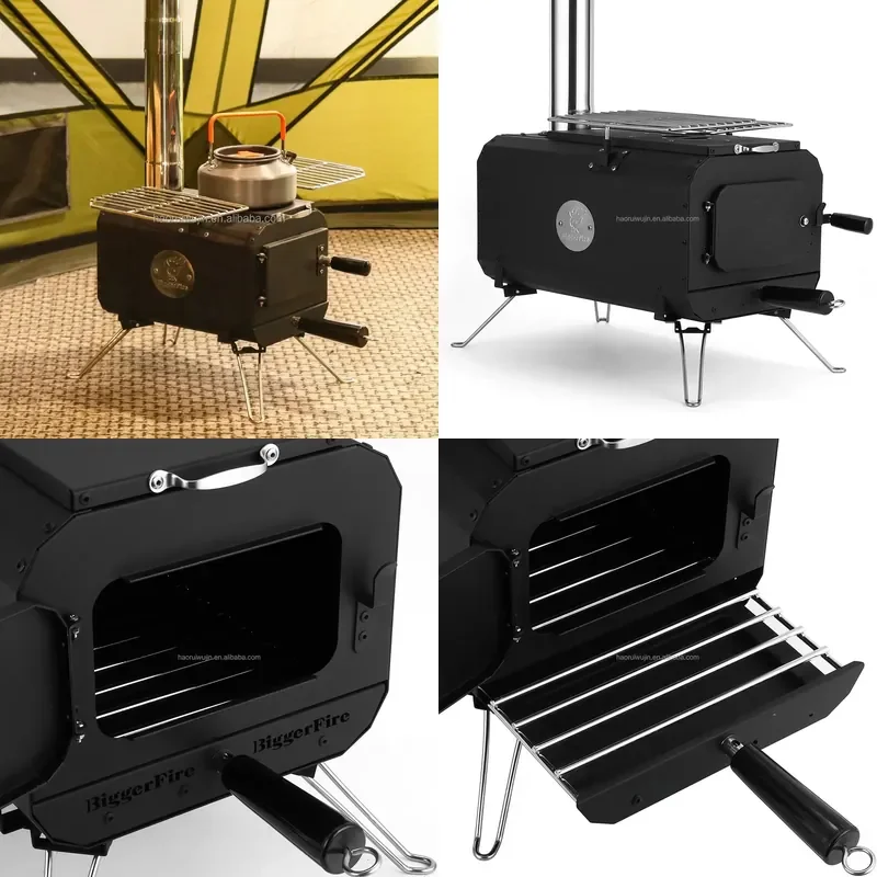 Wholesale Portable Mini Bell Tent Stove Foldable Outdoor Winter Camping Kitchen with Hot Heating Wood Burning Feature