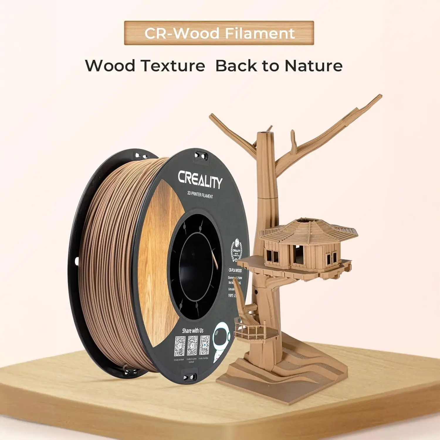 

Official CREALITY Wood Filament PLA 1.75 mm, Woods 3D Printer Filament, More Than 30% Real Wood, Smooth Silk Texture, Toughness,