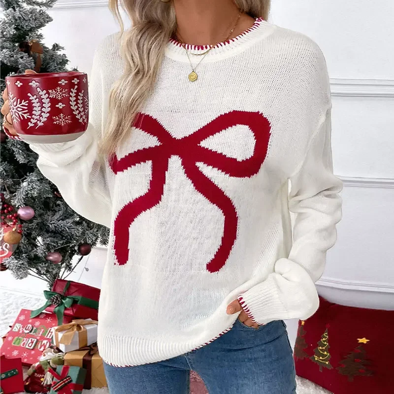 

2025 Spring New Valentine's Day Clothing Loose Long Sleeve Round Neck Christmas Sweater Top Свитер Оверсайз