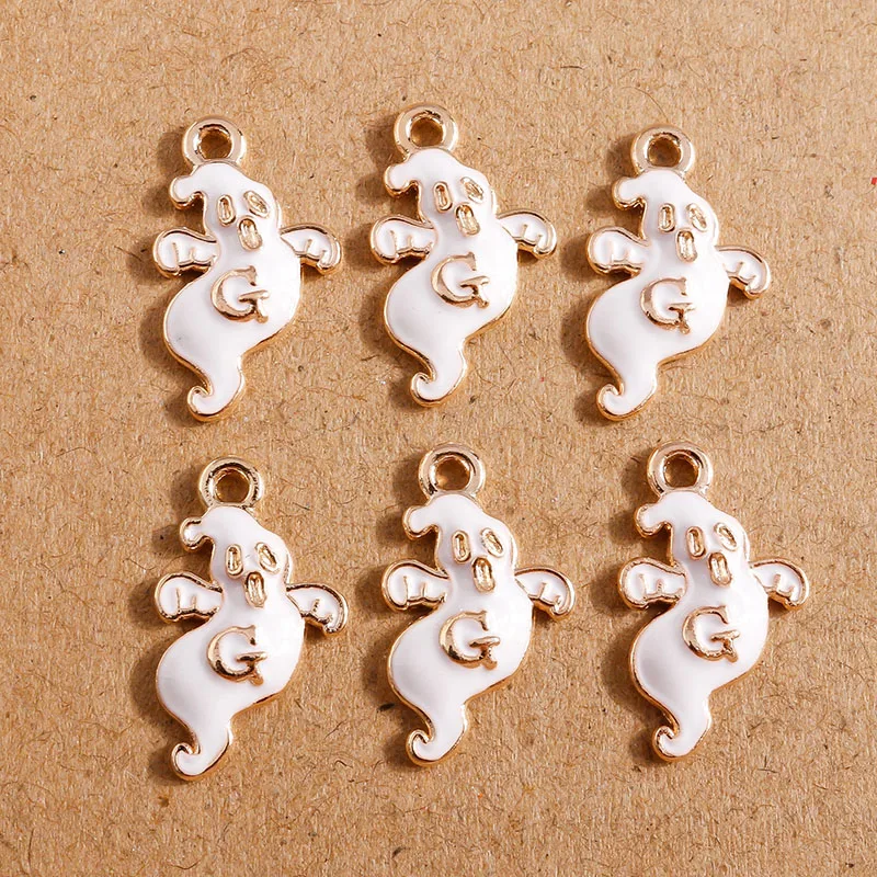 

10pcs /Lot Halloween Charms Enamel Bat Pumpkin Ghost Charms Pendants for Jewelry Making Necklace Earrings DIY Craft Supply