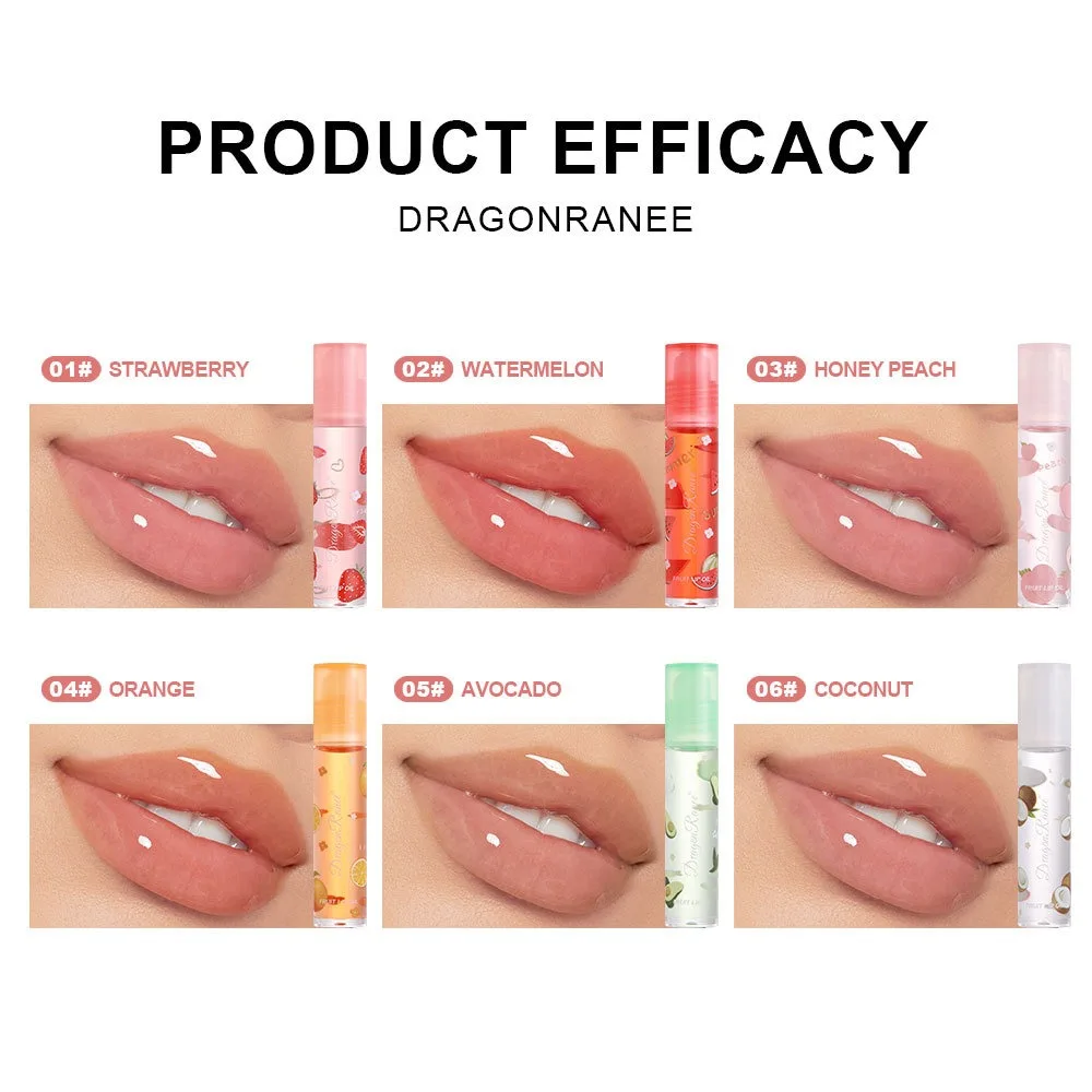 6 pz/set Trasparente Idratante Lip Gloss Frutta Roll-on Balsamo Lip Makeup Gloss Olio Idratante Specchio Gloss Lip Smalto Set