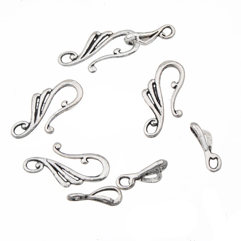 40sets Clasps Hooks Fittings Diy Jewelry Silver Alloy Wave Open Wholesales Lots Handcrafts Bracelet Necklaces Making Accessories