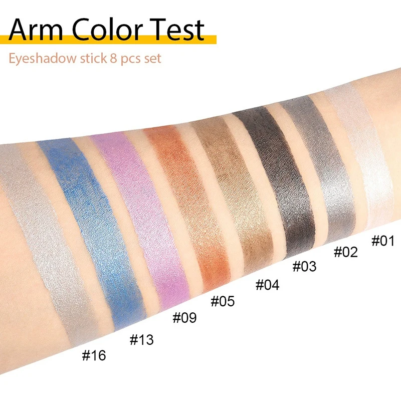 8 Pcs Metallic Red Brown Eyeshadow Pencil High Pigmented Shimmer Glitter Waterproof Long Lasting Eye Shadow Stick For Women