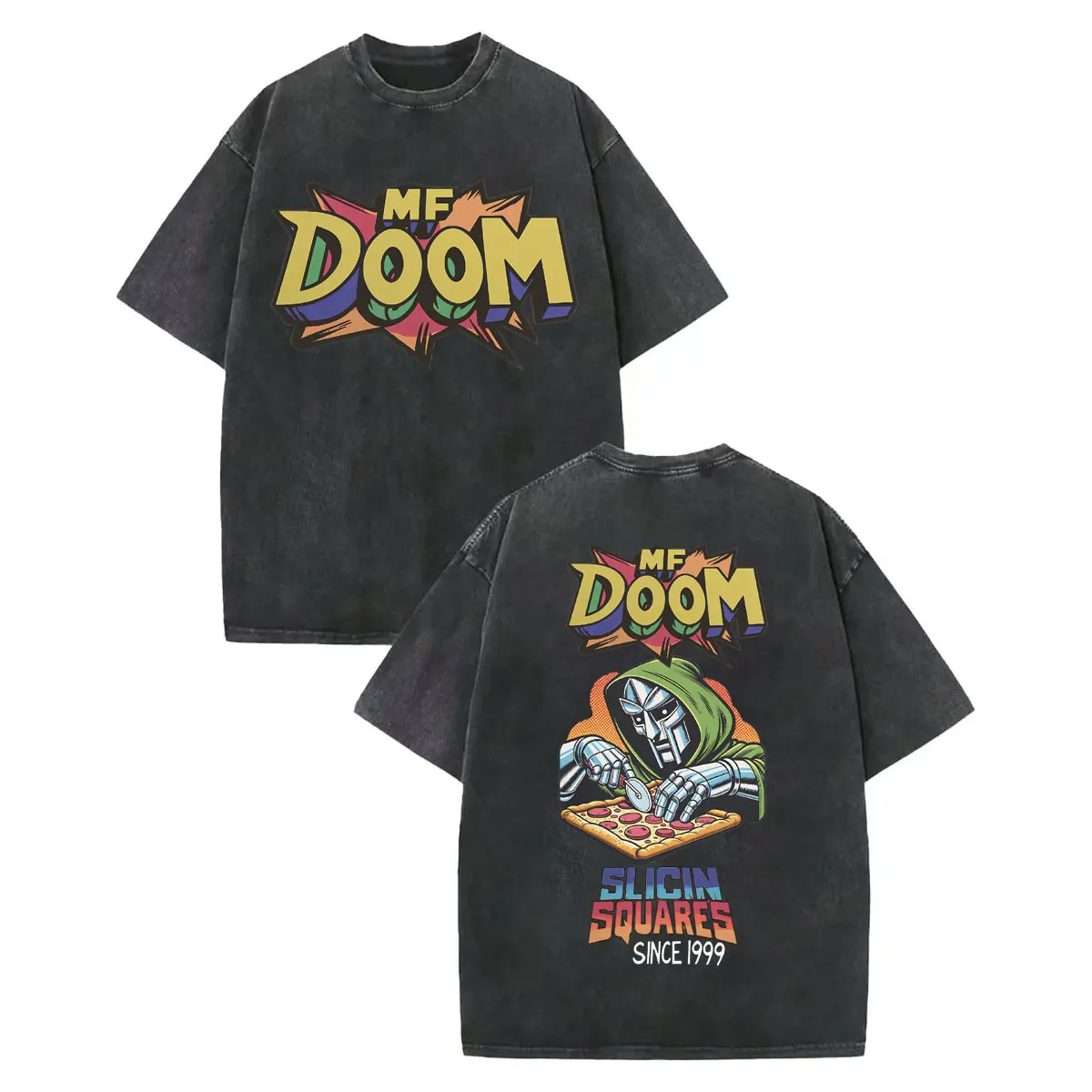 

Rapper Mf Doom Slicin Squares Since 1999 Graphic T Shirts Fashion Hip Hop Vintage Washed T-shirt Men Women Casual Loose T-shirts