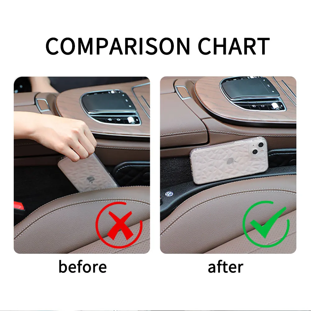 2pcs/set Car Seat Gap Filler Leak-proof Filling Strip For VW R line Jetta Golf Beetle CC EOS GTI R32 MK4 motion Blue Motion Logo