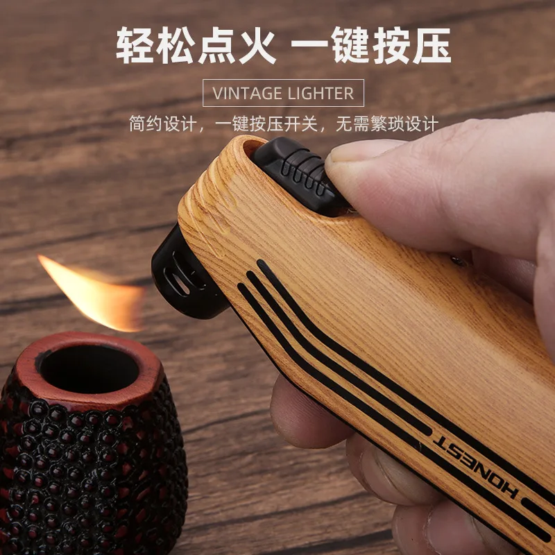 Multifunctional Special Pipe Machine Oblique Fire Retro Open Fire Lighter Inflatable with Smoke Knife Pressure Stick Scraper