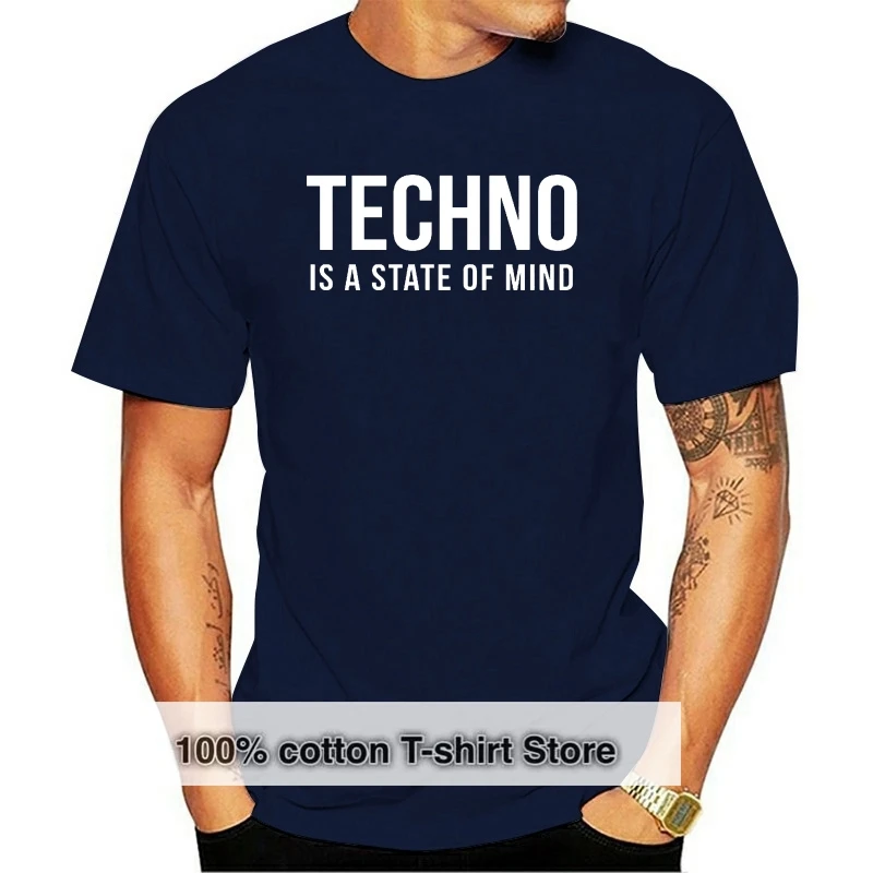 TECHNO IS A STATE OF MIND PRINTED MENS MUSIC SLOGAN TSHIRT CARL COX BEYER IBIZA 100% cotton tee shirt tops wholesale tee