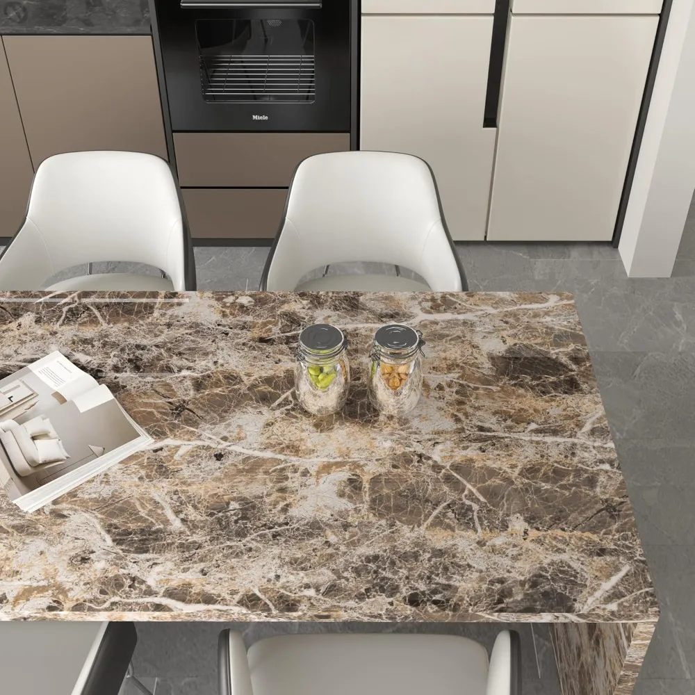 ورق جدران قابل للتقشير واللصق من الرخام البني المقاوم للماء، ورق اتصال رخامي صناعي سميك من الفينيل DIY لديكور المنزل