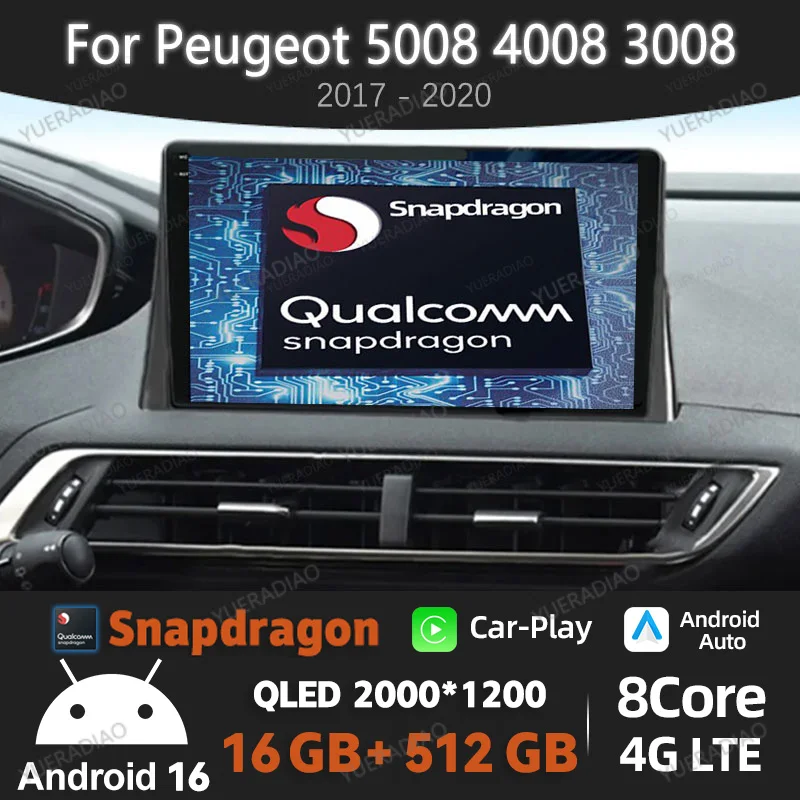 

Android 16 Car Radio For Peugeot 5008 4008 3008 2017 2018 2019 2020 Multimedia Video Player 2DIN GPS NAVI Head Unit Qualcomm BT