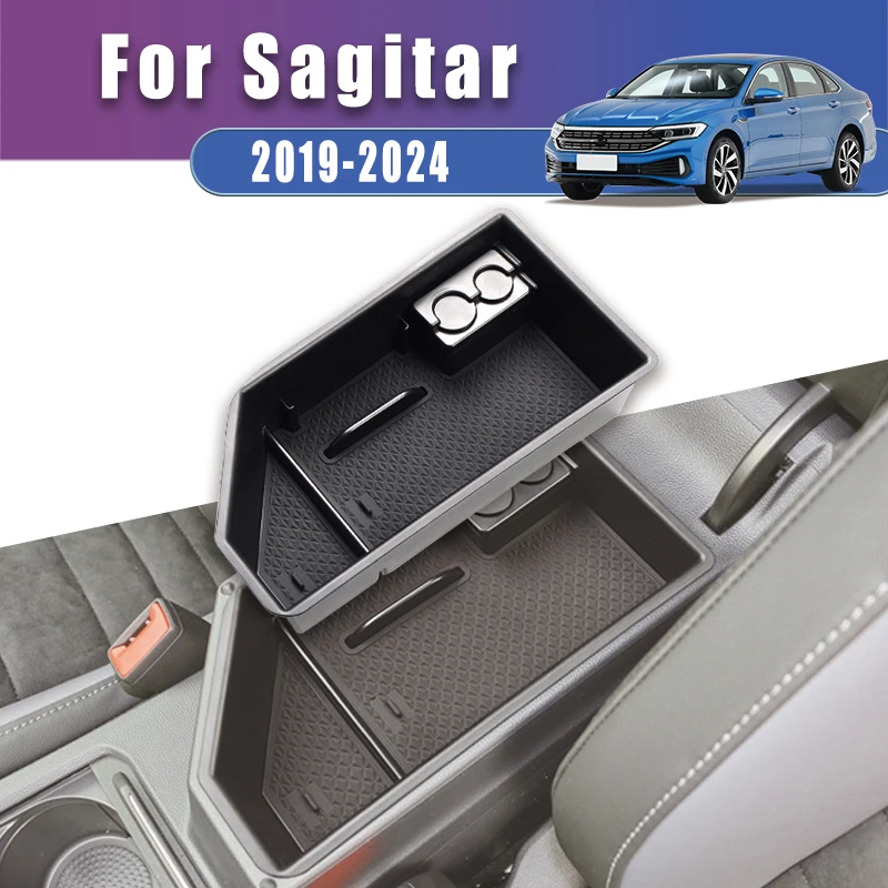 

Автомобильный подлокотник, ящик для хранения для Volkswagen VW Sagitar 2019-2024, органайзер для консоли, аккуратный лоток без инструментов, автомобильные аксессуары для интерьера
