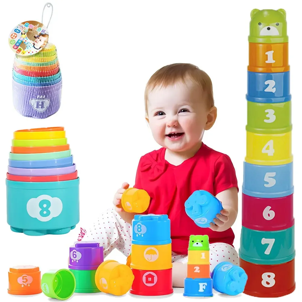 Stacking Cups Game Kids Fun Number Letters Stacking Cup Montessori Sensory Puzzle Stack Speed Games Toys For Children Gifts