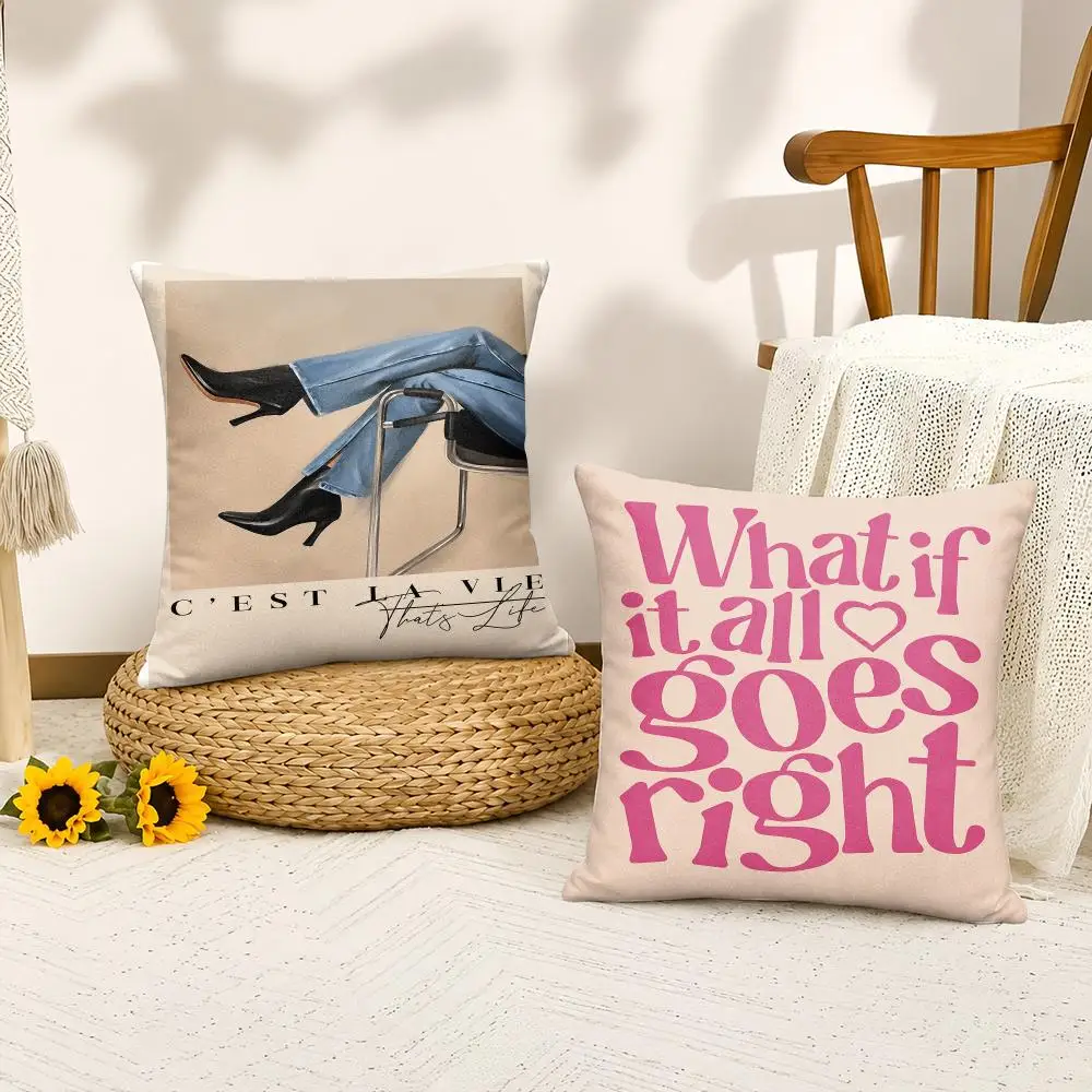 Quote Typography Posters Cushion Cover Silky Short Plush Invisible Zipper Dustproof Sofa Pillow Case For Home Decor