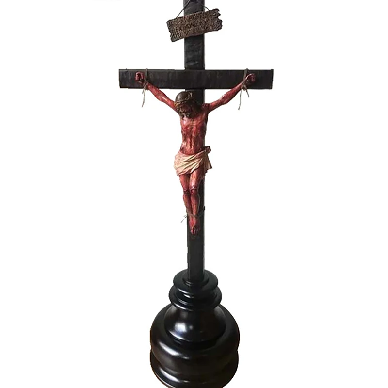 Jesus Cross Ornament With Base Jesus Cross Statue Resin Crucifix Wall Cross Home Decoration Room Decoration Church Decoration