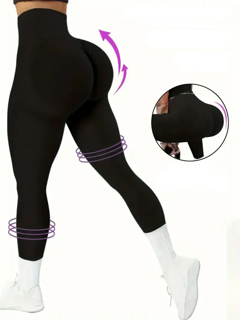 

Solid Color Seamless Yoga Leggings High Waist Fitness Running Workout Sports Pants Women's Activewear