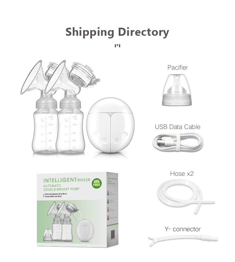 New Electric Double Breast Pump USB BPA Free Breast Pumps Baby Breast Feeding With Nursing Pads and Breast Milk Storage Gift Set