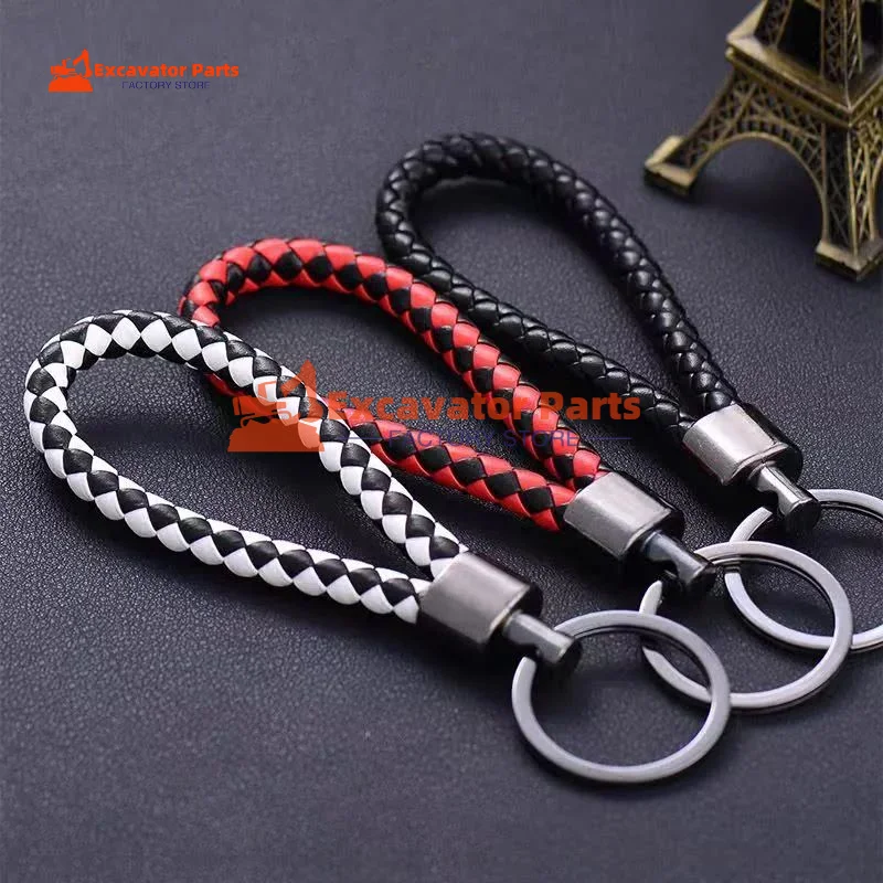 Men's Luxury Car Keychain with Metal Woven Rope Loaders Forklifts Excavators Parts