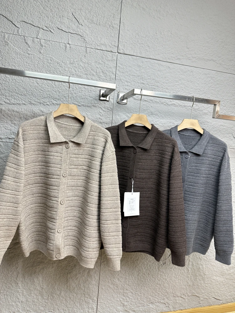 

Quali вязаный открытый кардиган пальто свободного покроя удобный дышащий воротник пара Sle осень зима полиэстер нейлон смесь