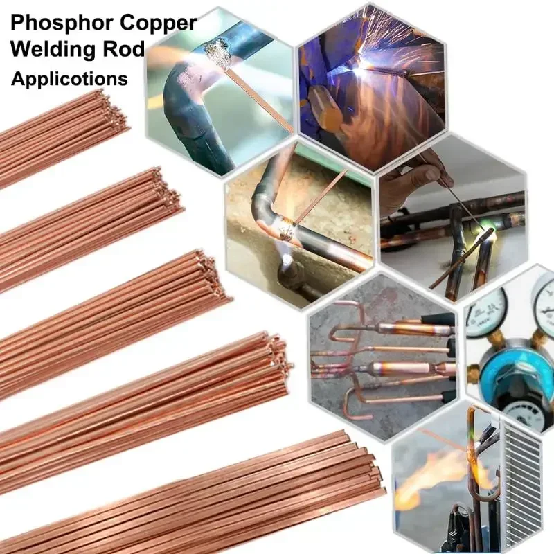 1-3mm Phosphor Coppers Welding Rods Round/Flat Electrode Welding Wire Soldering Rods For Brazing Repair Rod Tool 40/50cm Length