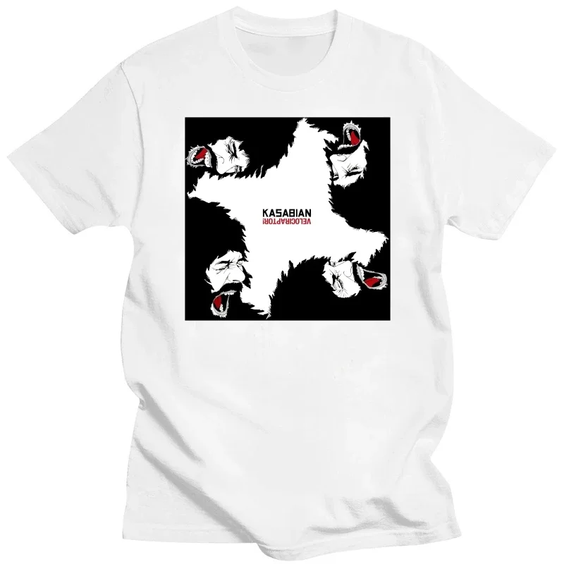 

CC04 New Kasabian Velociraptor Album Cover Rock Band Men's Black T-Shirt Novelty Cool Tops Men'S Short Sleeve T Shirt
