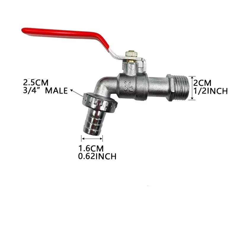 1/2inch Garden Irrigation Brass Faucet IBC Tank Water Tap Single Outlet Valve Replacement Antifreeze Outdoor Balcony Accessorie