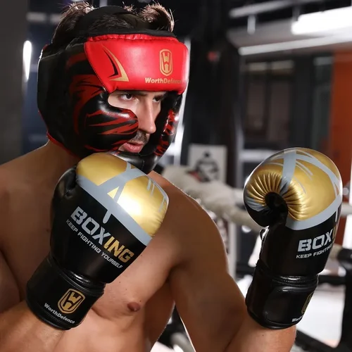 Imagen 2 del producto WOSWEIR-Casco De Boxeo para hombres y mujeres PU Karate Muay Thai Guantes De Boxeo lucha libre MMA Sanda entrenamiento equipo para niños y adultos