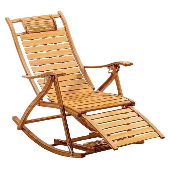 Reclining chair folding adult bamboo rocking chair household comfortable lunch break bench chair