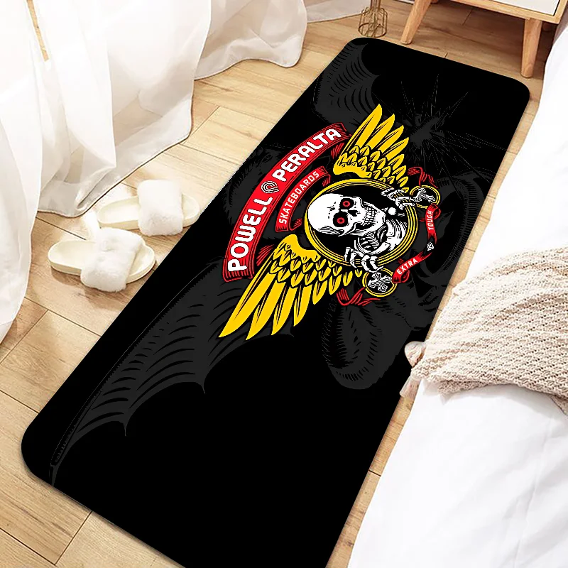 Skateboard P-Powells Wing Skull P-Peraltas Door Mat Entrance Non-slip Washable Kitchen Carpet Living Room Hallway Rugs Bathroom