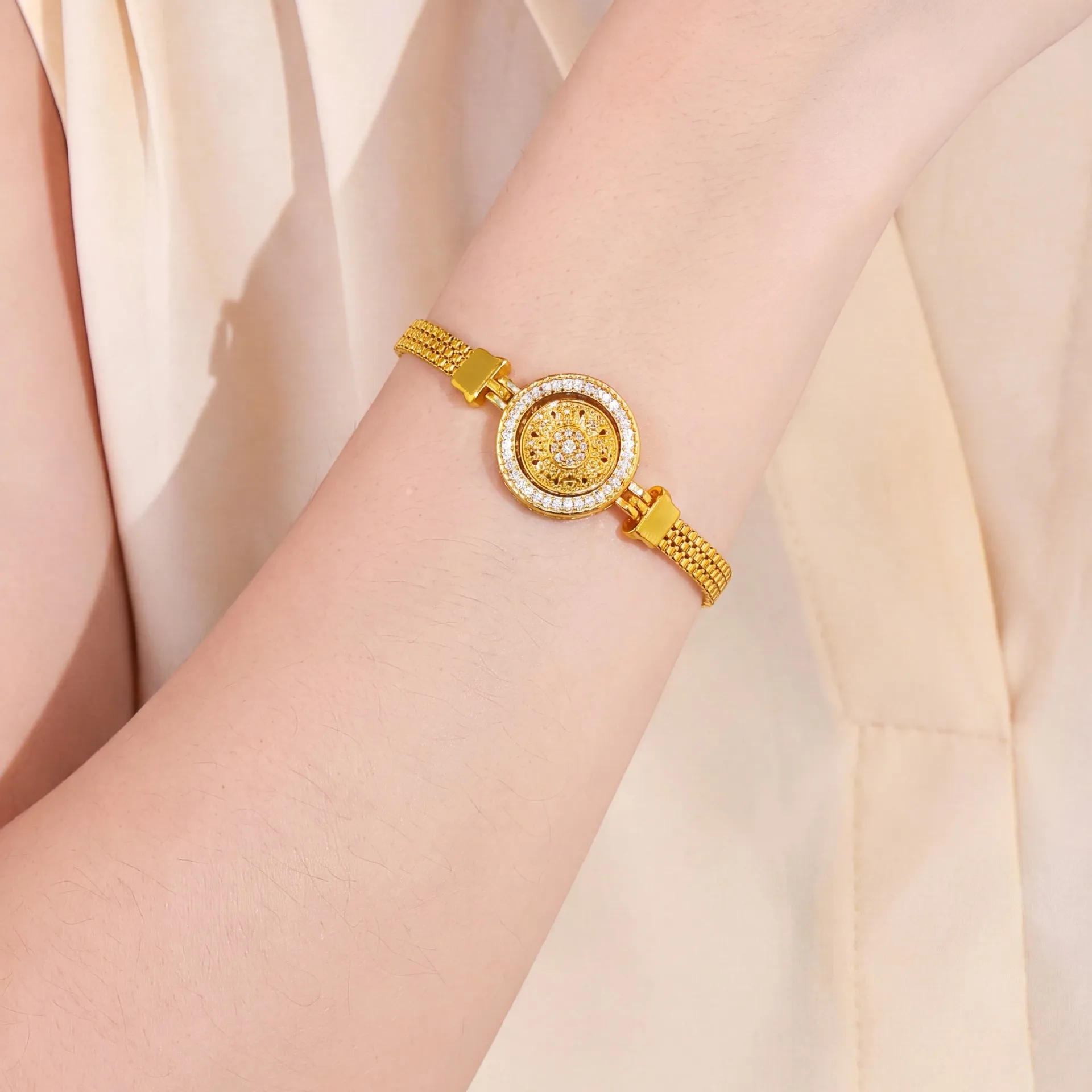 Correa de Reloj de Lujo para Mujer, con Filamento de Oro Puro 24K 9999, Diseño de Ocho Compases