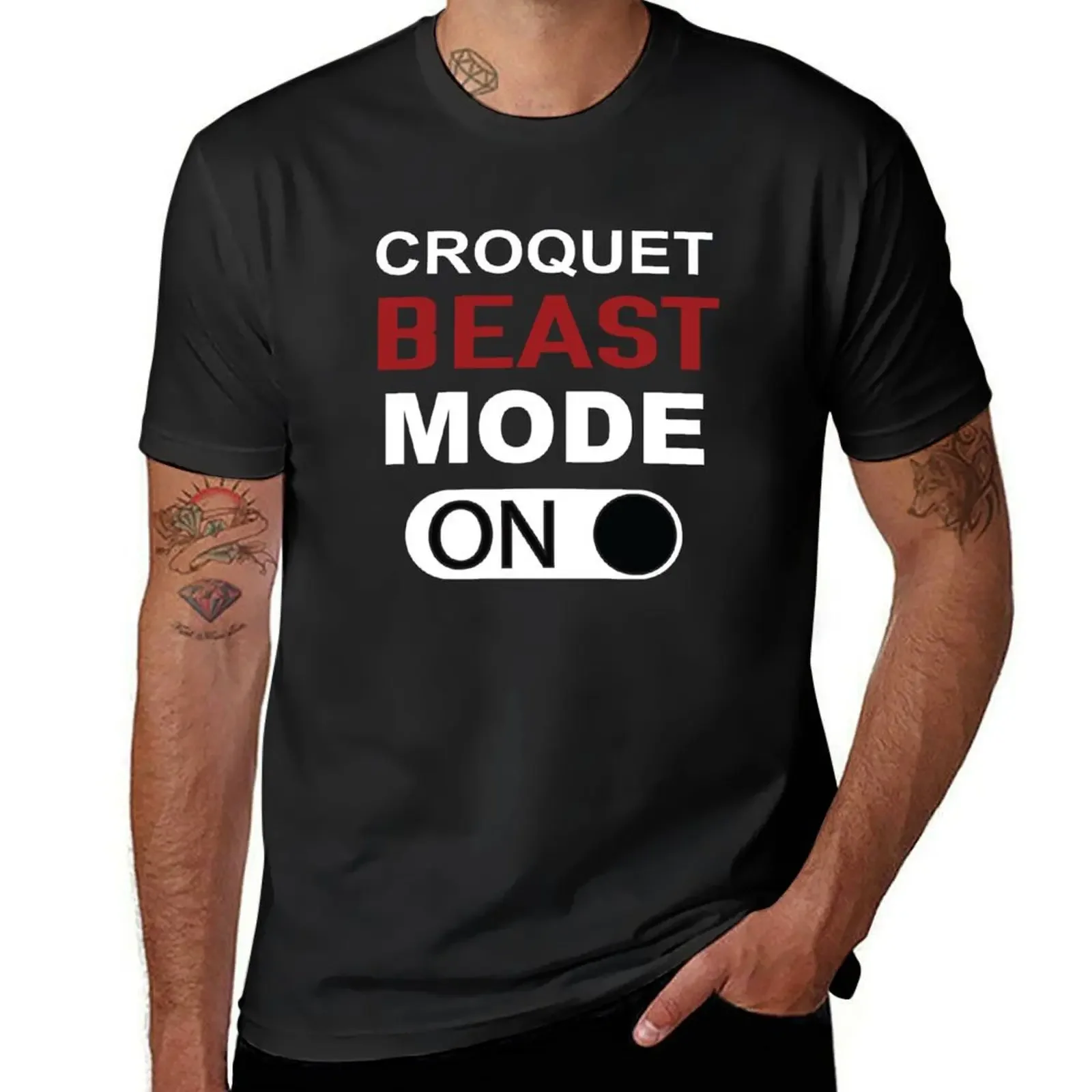 

Croquet Beast Mode On, Funny Croquet, Playing Croquet Quote, Croquet Hobby T-Shirt blacks mens tall t shirts