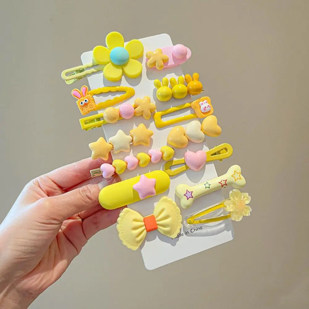 14Pcs/Set New Cute Hair Clip Rabbit Lovely Heart Shaped Flower Hairpin Bows Barrettes for Children