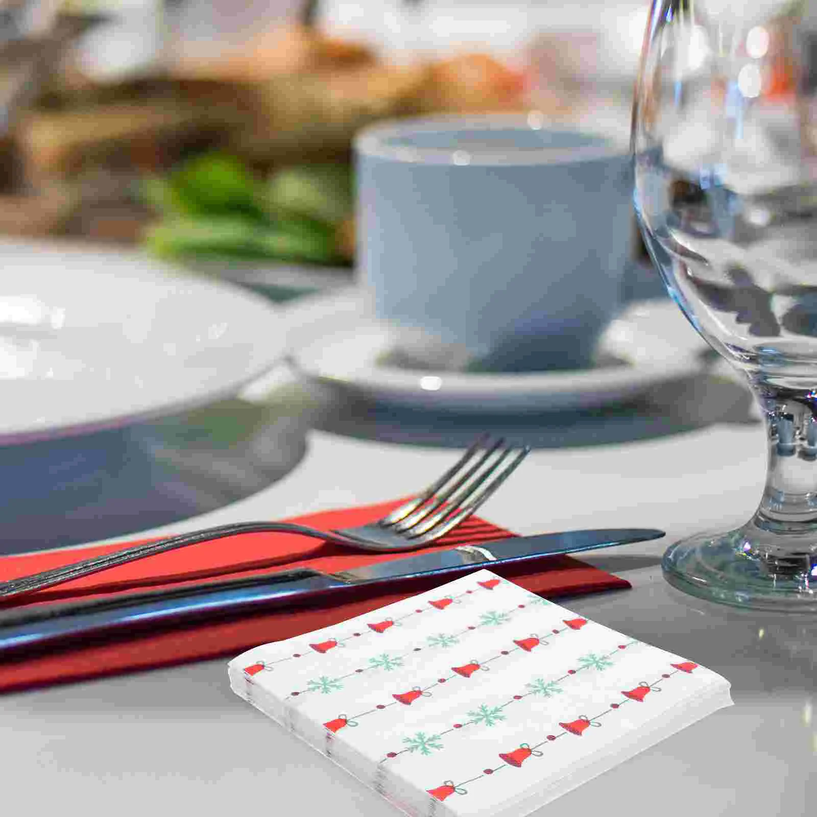 Serviettes de noël imprimées flocon de neige, 20 pièces, jetables, en papier écologique, pour dîner de noël, cadeaux de fête d'anniversaire pour enfants