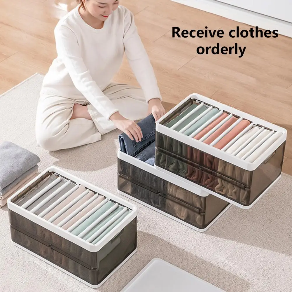 

Storage Box Lidded Adjustable Translucent Daily Use Large Capacity Folding Clothes Organizer Household Supplies