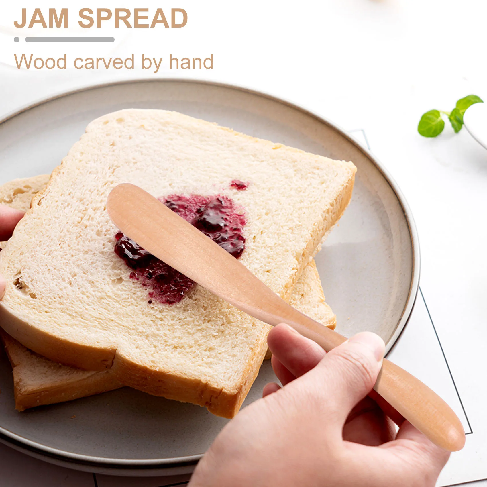 

AD30-Wooden Butter Knife Cheese Spreader 6.5 Inch, Jam Knife Butter Cake Knife Mask Knife 6 Pieces
