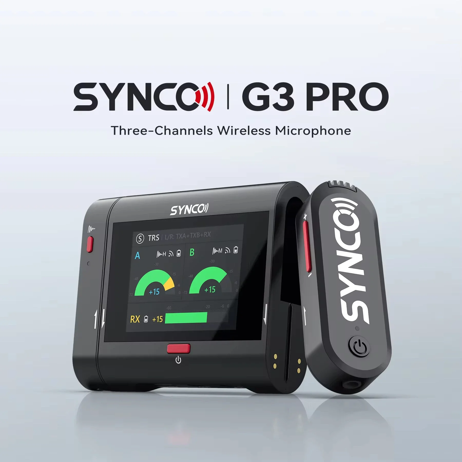 SYNCO G3 Pro drie kanalen draadloze microfoon met 250 m bereik Ruisonderdrukking touchscreen voor telefooncamera Live streaming